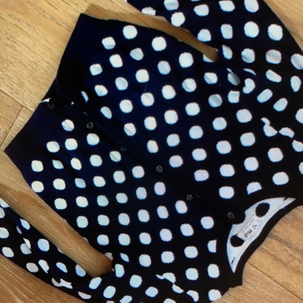 Super cute navy polka dotted sweater shirt